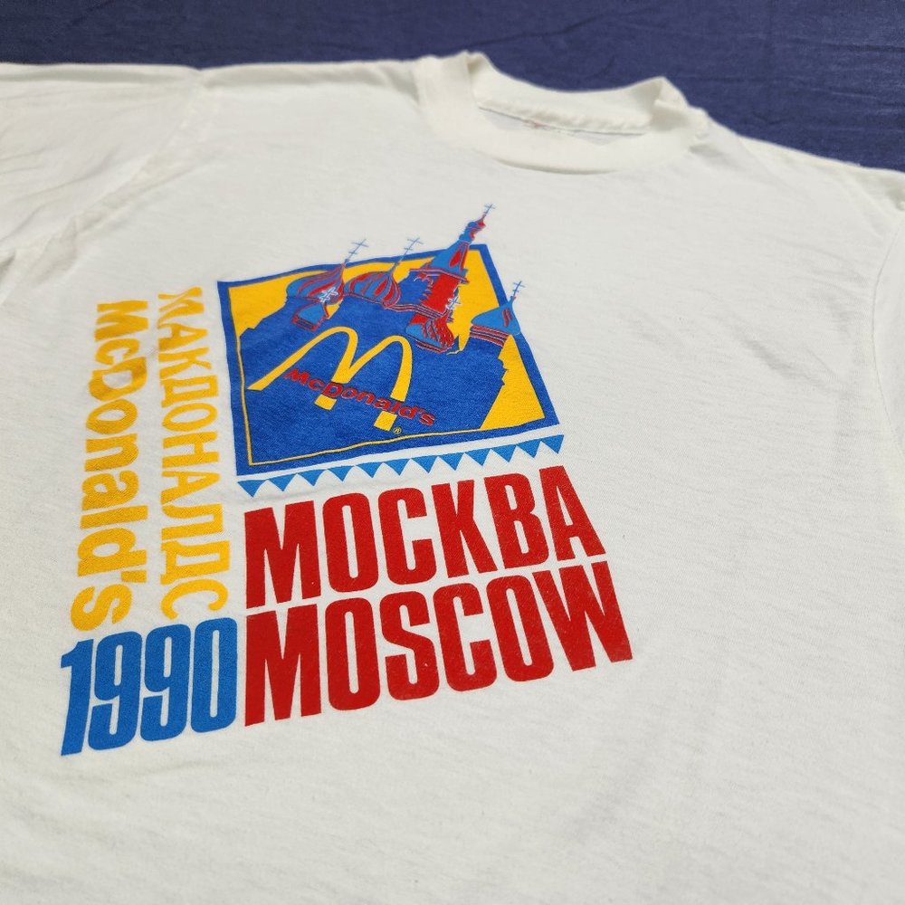 Vintage 1990 McDonald's Grand Opening Moscow Russia T-Shirt size L